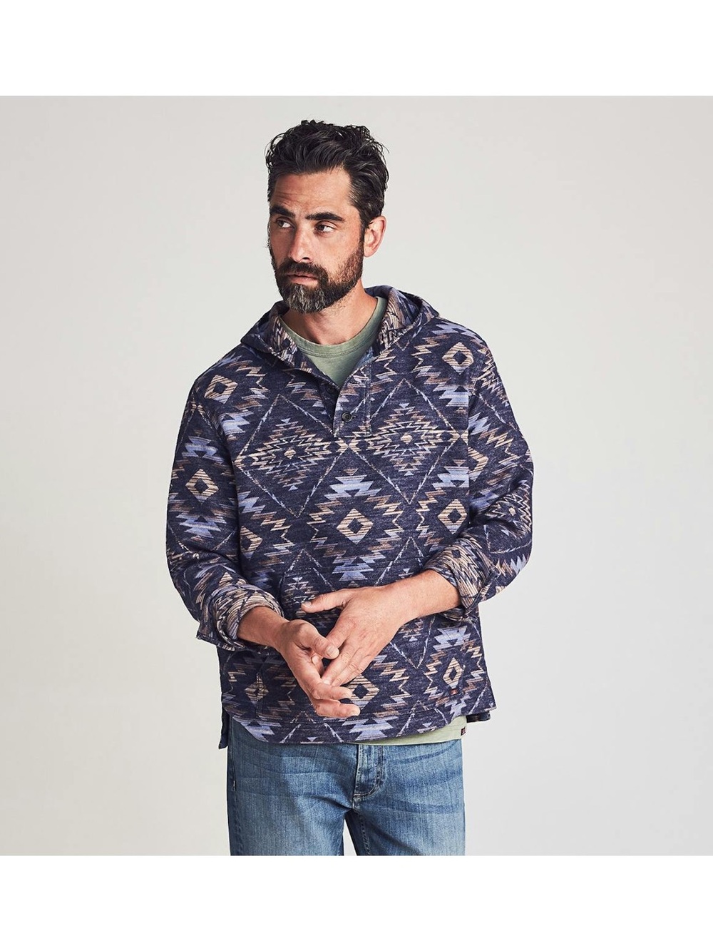 Faherty Brand Organic Cotton Blanket Hoodie in Evening Ridge Size Large! - Picture 2 of 11